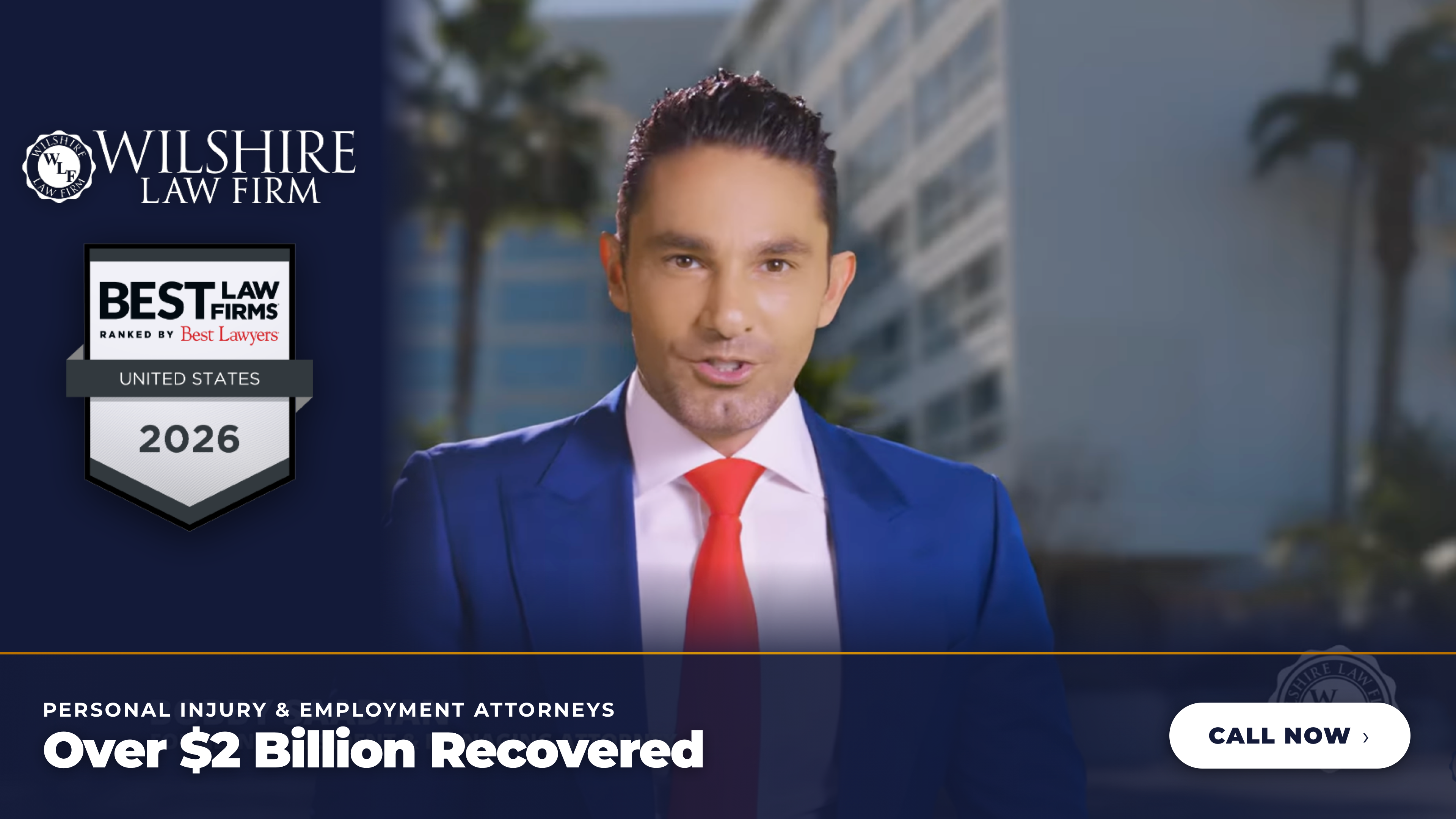 Wilshire Law Firm — L-bar overlay creative mockup
